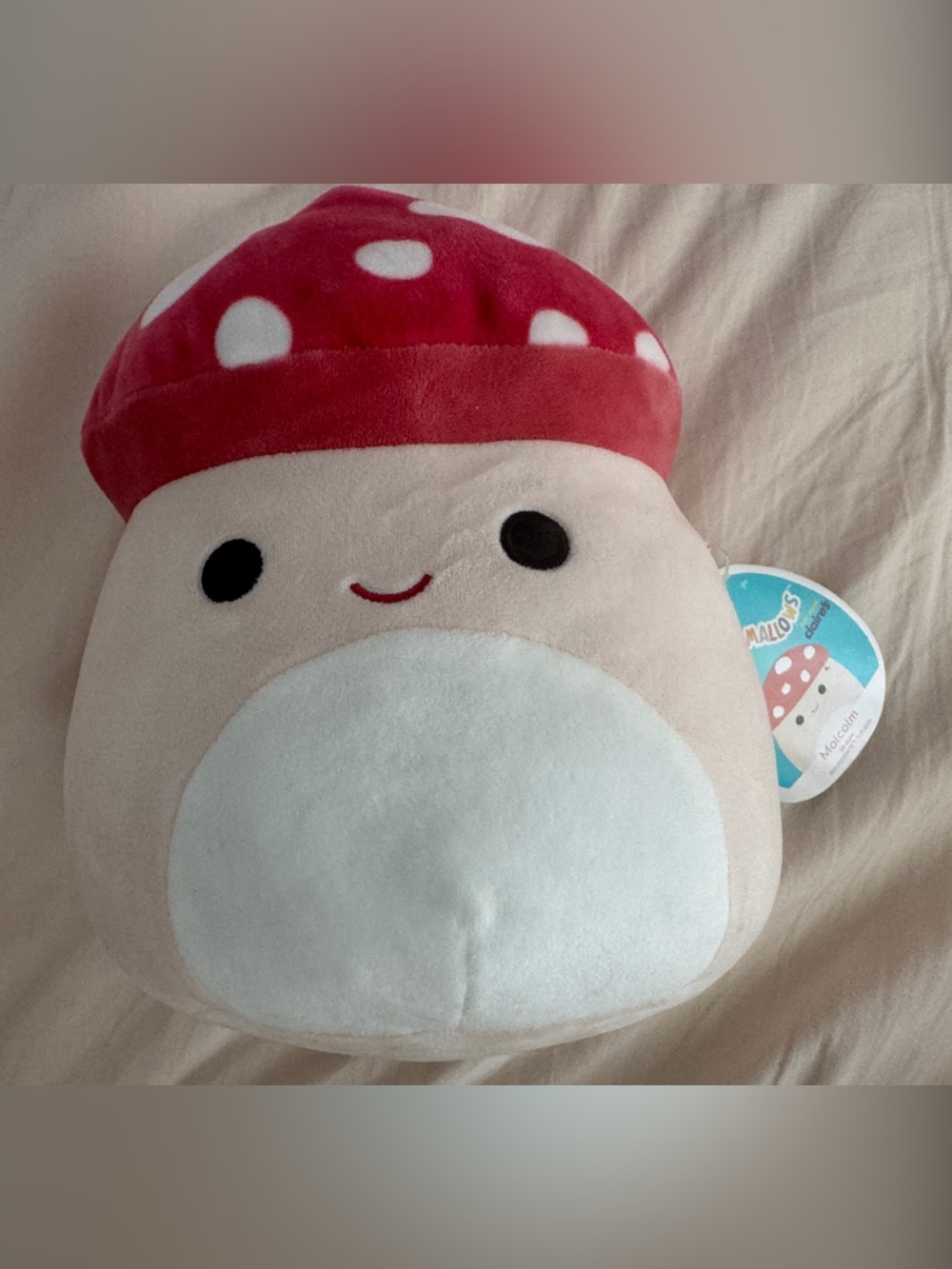 Squishmallows Malcolm Mushroom Plush Tag - Red & Cream